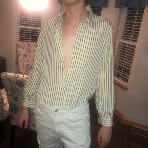 Yellow and blue button up shirt